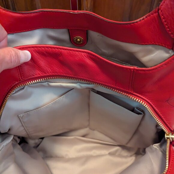 Coach Campbell Leather Hobo Bag Red F24686 - Picture 12 of 14